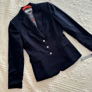 NWT Tahari Arthur S Levine Button Down Blazer Navy Blue